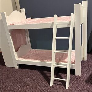 18” doll White Doll Bunk Bed with Pink Bedding